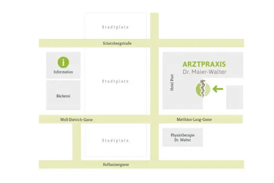 Lage der Arztpraxis - Dr. Maier-Walter in Radstadt Lage der Arztpraxis - Dr. Maier-Walter in Radstadt